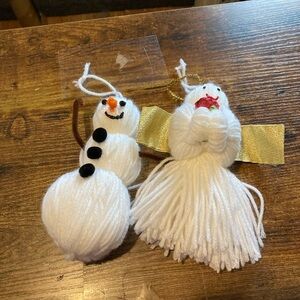 Set of 2 yarn hand made Christmas ornaments